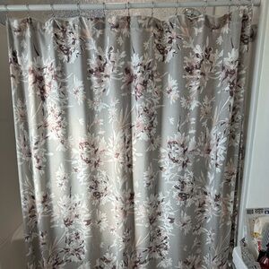Floral Shower Curtain in Gray and Pink